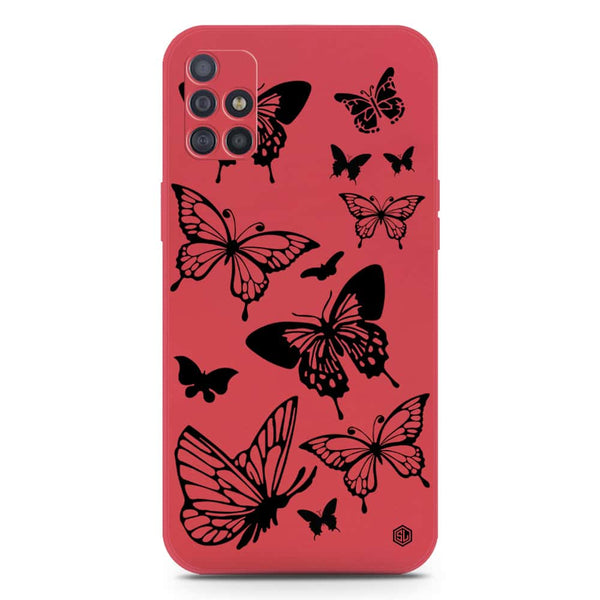 Cute Butterfly Design Soft Phone Case - Silica Gel Case - Dark Red - Samsung Galaxy A71