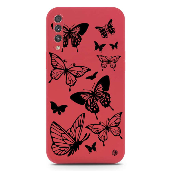 Cute Butterfly Design Soft Phone Case - Silica Gel Case - Dark Red - Samsung Galaxy A50