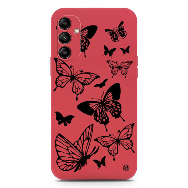 Cute Butterfly Design Soft Phone Case - Silica Gel Case - Dark Red - Samsung Galaxy A34 5G