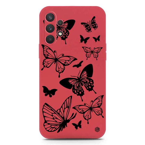 Cute Butterfly Design Soft Phone Case - Silica Gel Case - Dark Red - Samsung Galaxy A32