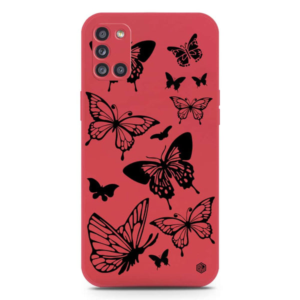 Cute Butterfly Design Soft Phone Case - Silica Gel Case - Red - Samsung Galaxy A31