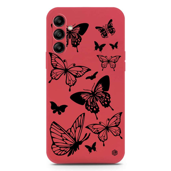 Cute Butterfly Design Soft Phone Case - Silica Gel Case - Dark Red - Samsung Galaxy A24 4G