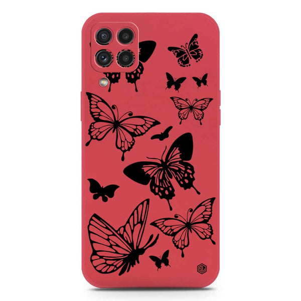 Cute Butterfly Design Soft Phone Case - Silica Gel Case - Dark Red - Samsung Galaxy A22