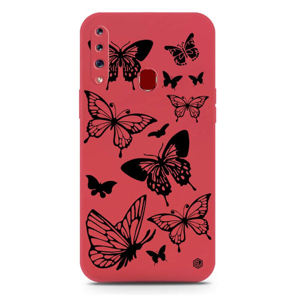 Cute Butterfly Design Soft Phone Case - Silica Gel Case - Dark Red - Samsung Galaxy A20s
