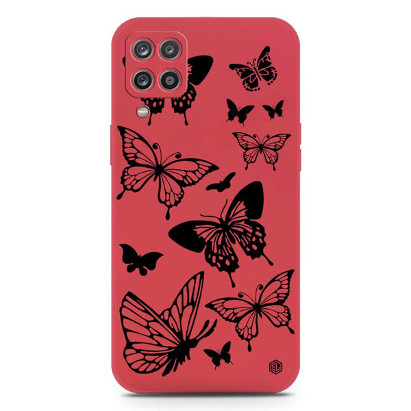 Cute Butterfly Design Soft Phone Case - Silica Gel Case - Dark Red - Samsung Galaxy A12