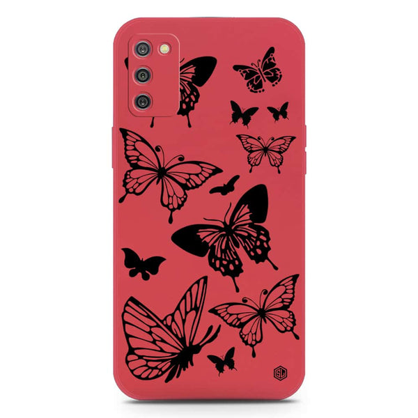 Cute Butterfly Design Soft Phone Case - Silica Gel Case - Dark Red - Samsung Galaxy A03s