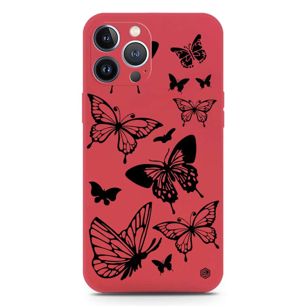 Cute Butterfly Design Soft Phone Case - Silica Gel Case - Red - iPhone 13 Pro Max