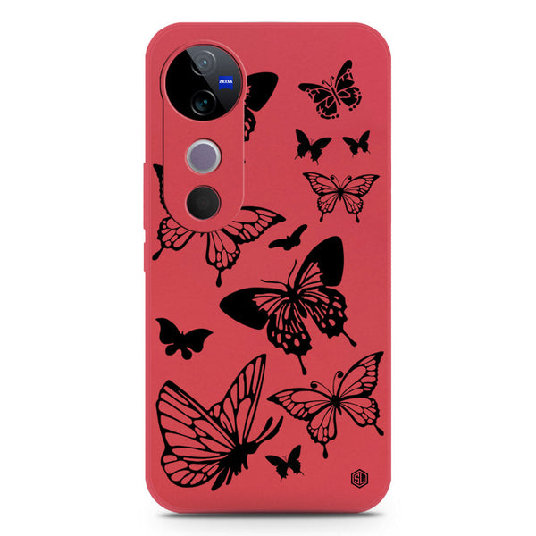 Cute Butterfly Design Soft Phone Case - Silica Gel Case - Red - Vivo S19 Pro