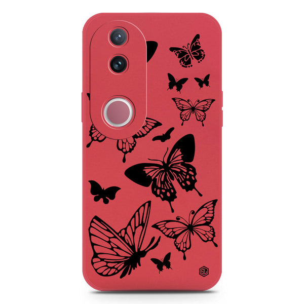 Cute Butterfly Design Soft Phone Case - Silica Gel Case - Red - Vivo V50