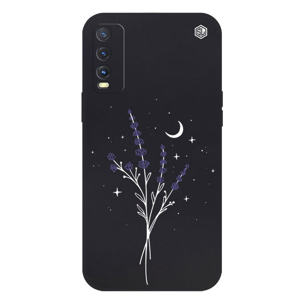Moonlit Lavender Design Soft Phone Case - Silica Gel Case - Black - - Vivo Y20a