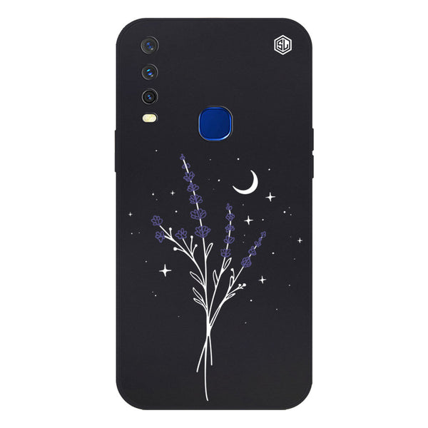Moonlit Lavender Design Soft Phone Case - Silica Gel Case - Black - - Vivo Y15
