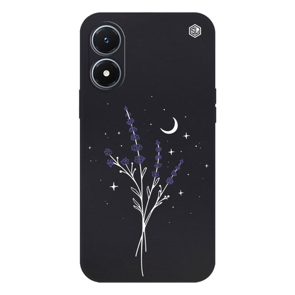 Moonlit Lavender Design Soft Phone Case - Silica Gel Case - Black - - Vivo Y02s