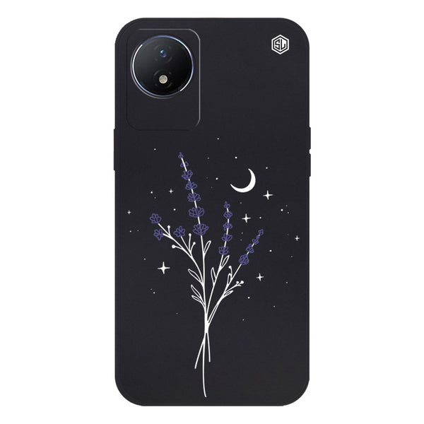 Moonlit Lavender Design Soft Phone Case - Silica Gel Case - Black - - Vivo Y02