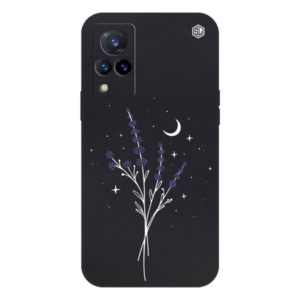 Moonlit Lavender Design Soft Phone Case - Silica Gel Case - Black - - Vivo V21