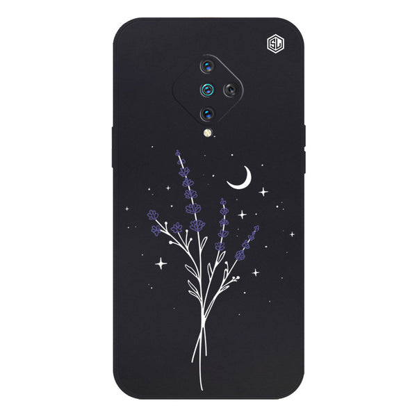 Moonlit Lavender Design Soft Phone Case - Silica Gel Case - Black - - Vivo S1 Pro