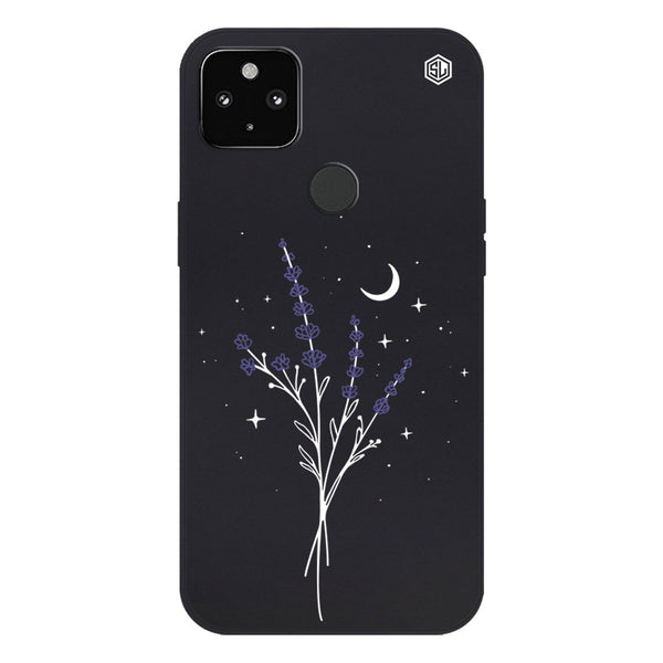 Moonlit Lavender Design Soft Phone Case - Silica Gel Case - Black - - Google Pixel 5