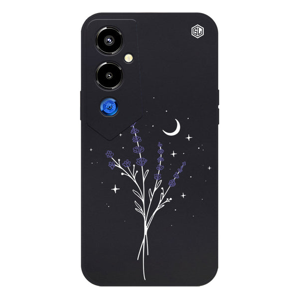 Moonlit Lavender Design Soft Phone Case - Silica Gel Case - Black - - Tecno Pova 4 Pro