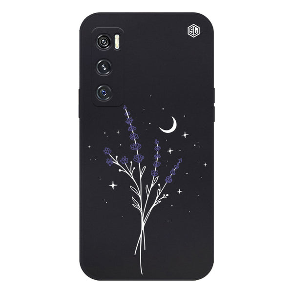 Moonlit Lavender Design Soft Phone Case - Silica Gel Case - Black - - Vivo V20 SE