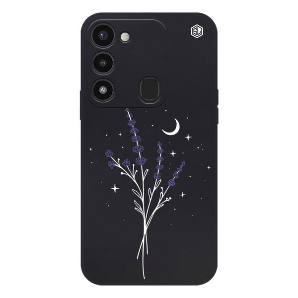 Moonlit Lavender Design Soft Phone Case - Silica Gel Case - Black - - Tecno Spark 8C