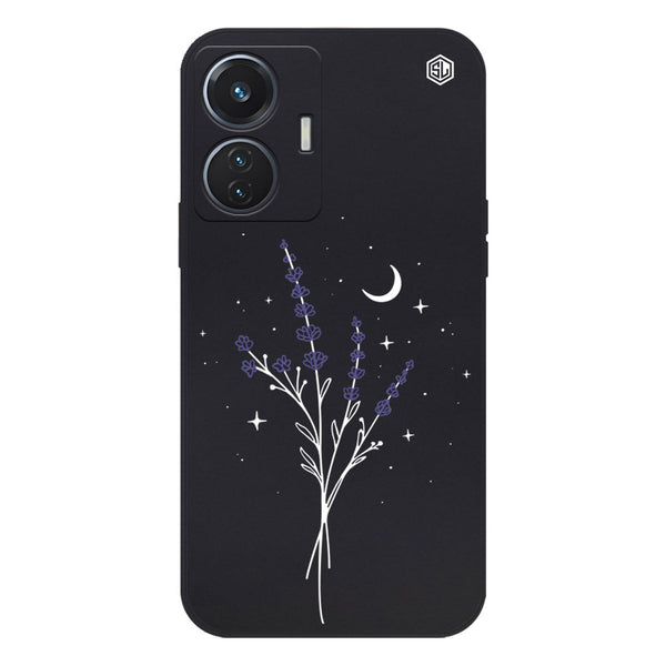 Moonlit Lavender Design Soft Phone Case - Silica Gel Case - Black - - Vivo Y55 4G