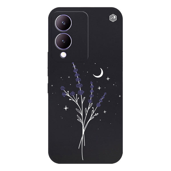 Moonlit Lavender Design Soft Phone Case - Silica Gel Case - Black - - Vivo Y17s