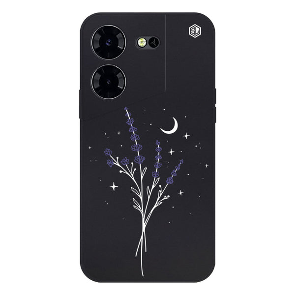 Moonlit Lavender Design Soft Phone Case - Silica Gel Case - Black - - Tecno Pova 5
