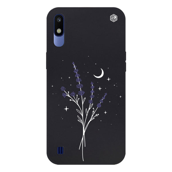 Moonlit Lavender Design Soft Phone Case - Silica Gel Case - Black - - Samsung Galaxy A10