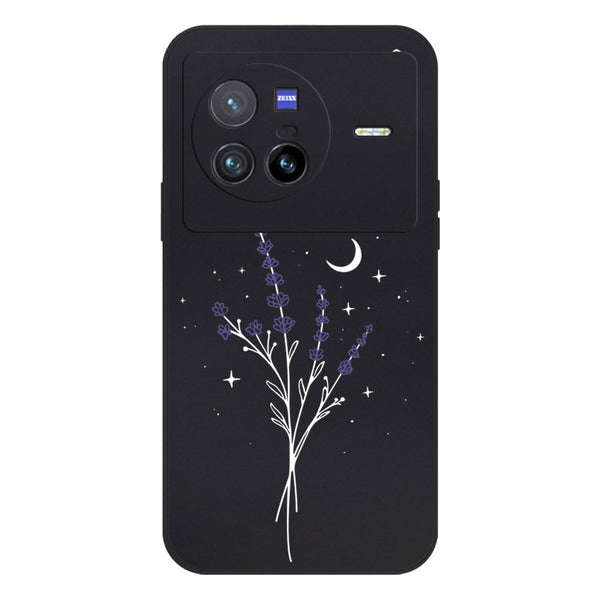 Moonlit Lavender Design Soft Phone Case - Silica Gel Case - Black - - Vivo X80
