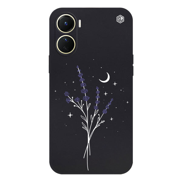 Moonlit Lavender Design Soft Phone Case - Silica Gel Case - Black - - Vivo Y16