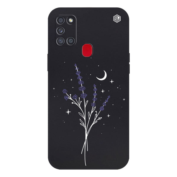 Moonlit Lavender Design Soft Phone Case - Silica Gel Case - Black - - Samsung Galaxy A21s