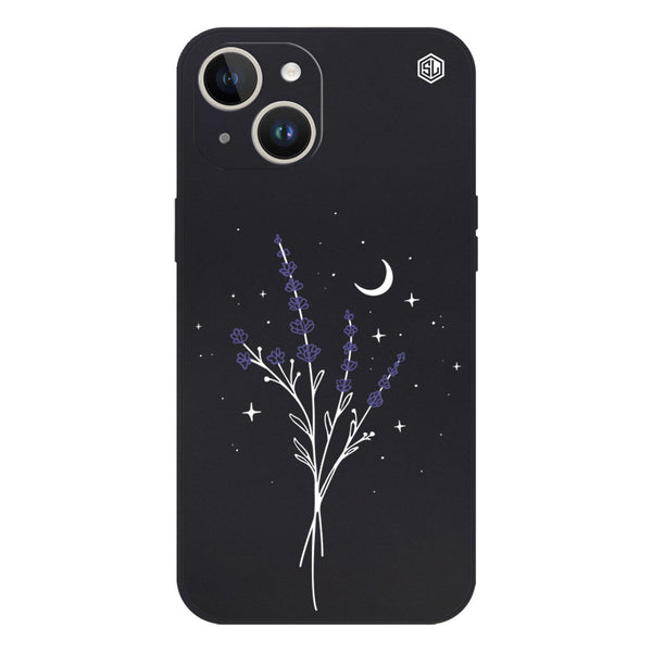 Moonlit Lavender Design Soft Phone Case - Silica Gel Case - Black - - iPhone 14