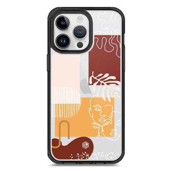 Aesthetic Modern Art Series - Design 3 - Soft Phone Case - Crystal Clear Case - Black - iPhone 15 Pro Max