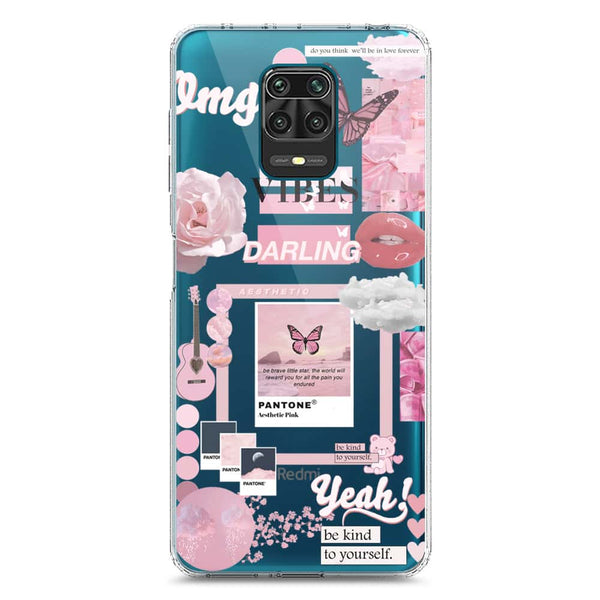 Pink Aesthetic Design - Design 1 - Soft Phone Case - Crystal Clear Case - Xiaomi Redmi Note 9S