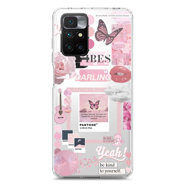 Pink Aesthetic Design - Design 1 - Soft Phone Case - Crystal Clear Case - Xiaomi Redmi 10
