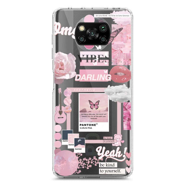 Pink Aesthetic Design - Design 1 - Soft Phone Case - Crystal Clear Case - Xiaomi Poco X3