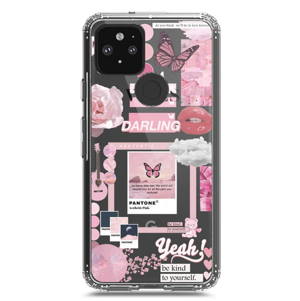 Pink Aesthetic Design - Design 1 - Soft Phone Case - Crystal Clear Case - Google Pixel 5 XL