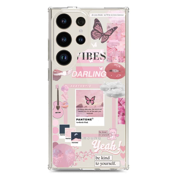 Pink Aesthetic Design - Design 1 - Soft Phone Case - Crystal Clear Case - Samsung Galaxy S24 Ultra