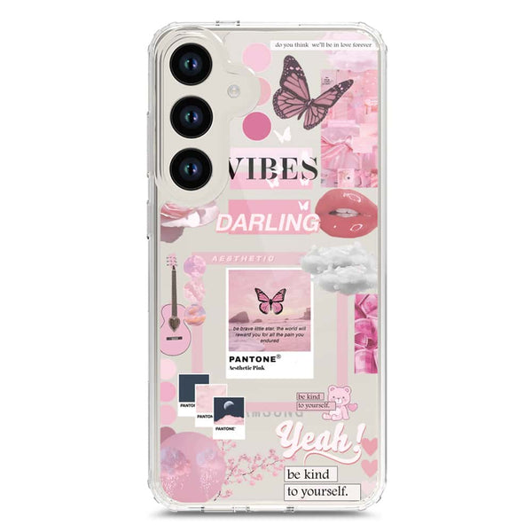 Pink Aesthetic Design - Design 1 - Soft Phone Case - Crystal Clear Case - Samsung Galaxy S24 Plus