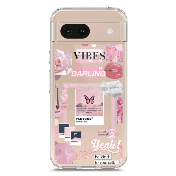 Pink Aesthetic Design - Design 1 - Soft Phone Case - Crystal Clear Case - Google Pixel 8a