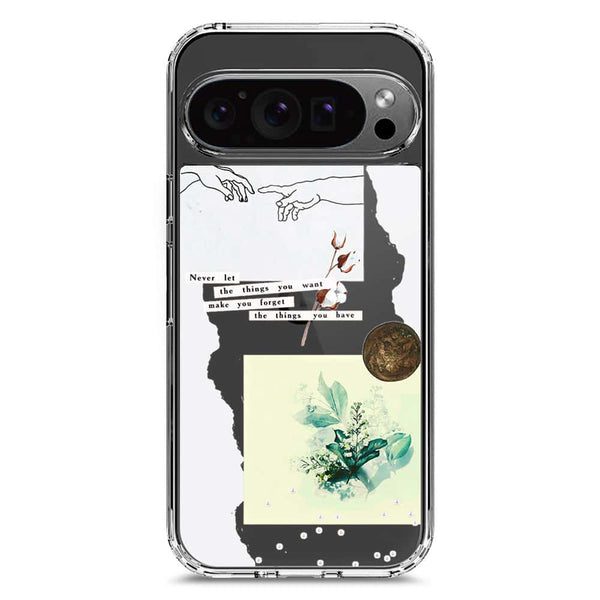 Aesthetic Collage Design - Design 3 - Soft Phone Case - Crystal Clear Case - Google Pixel 9 Pro