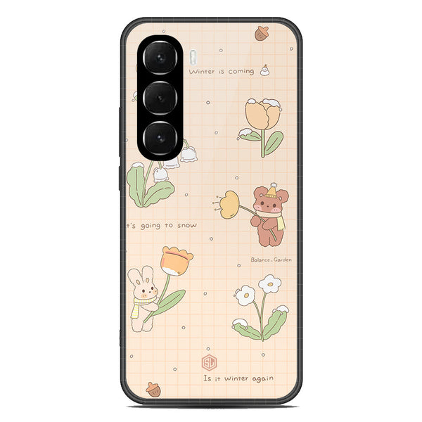 Cute Korean Design Series Soft Phone Case - Glass Case - Design 4 - Infinix Hot 60 Pro