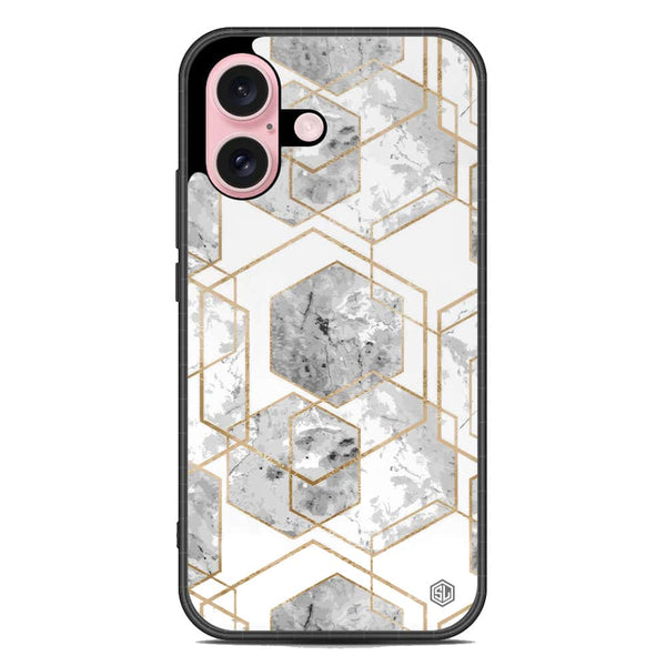 Stylish Marble Series Soft Phone Case - Metal Case - Design 2 - iPhone 16 Plus
