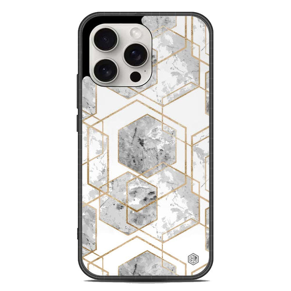 Stylish Marble Series Soft Phone Case - Metal Case - Design 2 - iPhone 16 Pro Max