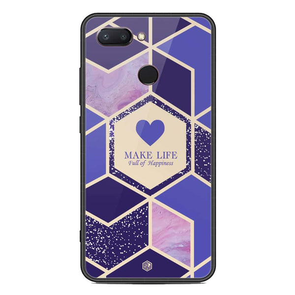 Happiness Series Soft Phone Case - Metal Glass Case - Design 2 - Xiaomi Mi 8 Lite