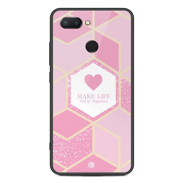 Happiness Series Soft Phone Case - Metal Glass Case - Design 3 - Xiaomi Mi 8 Lite