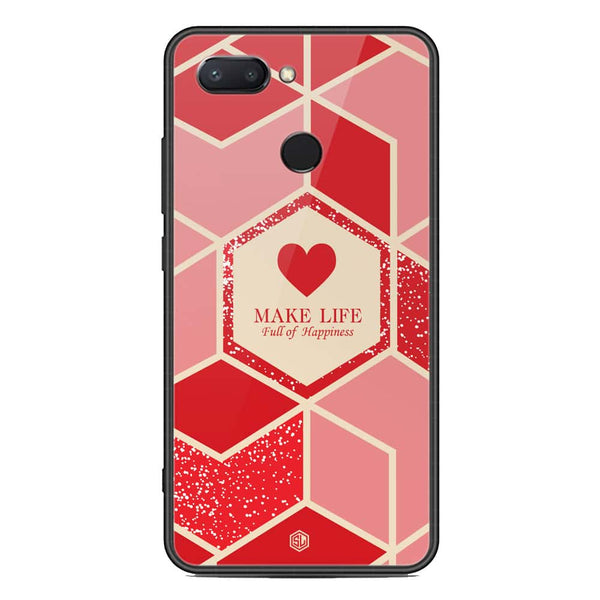 Happiness Series Soft Phone Case - Metal Glass Case - Design 5 - Xiaomi Mi 8 Lite