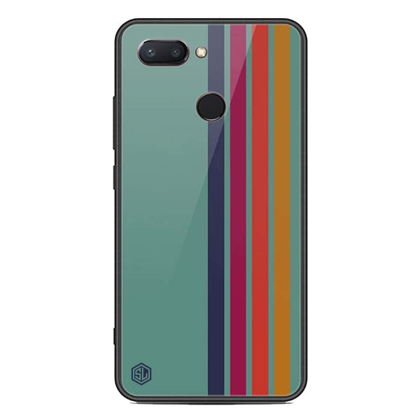Retro Stripes Series Soft Phone Case - Metal Glass Case - Design 5 - Xiaomi Mi 8 Lite