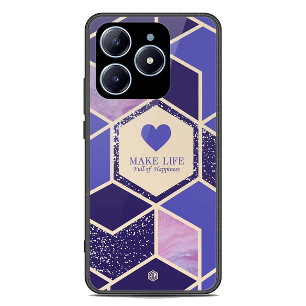 Happiness Series Soft Phone Case - Premium Glass Case - Design 2 - Realme C61