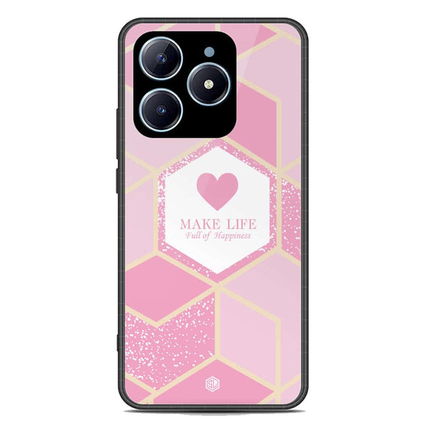 Happiness Series Soft Phone Case - Premium Glass Case - Design 3 - Realme C61