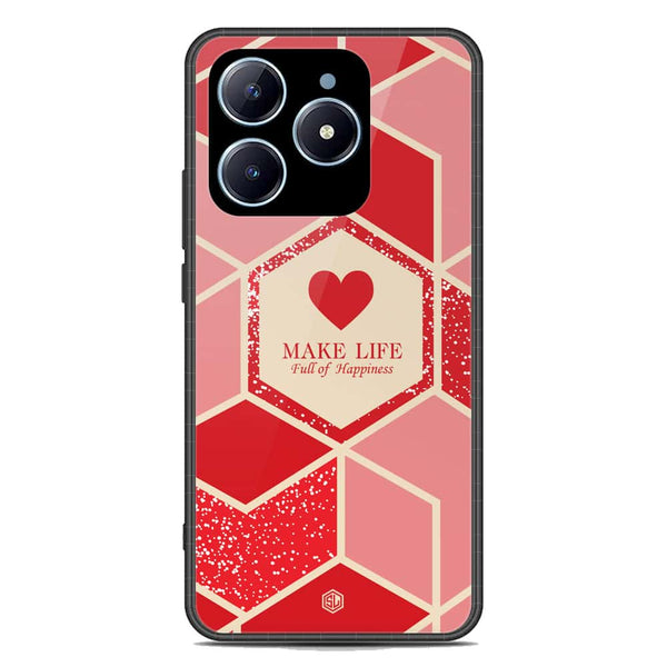 Happiness Series Soft Phone Case - Premium Glass Case - Design 5 - Realme C61
